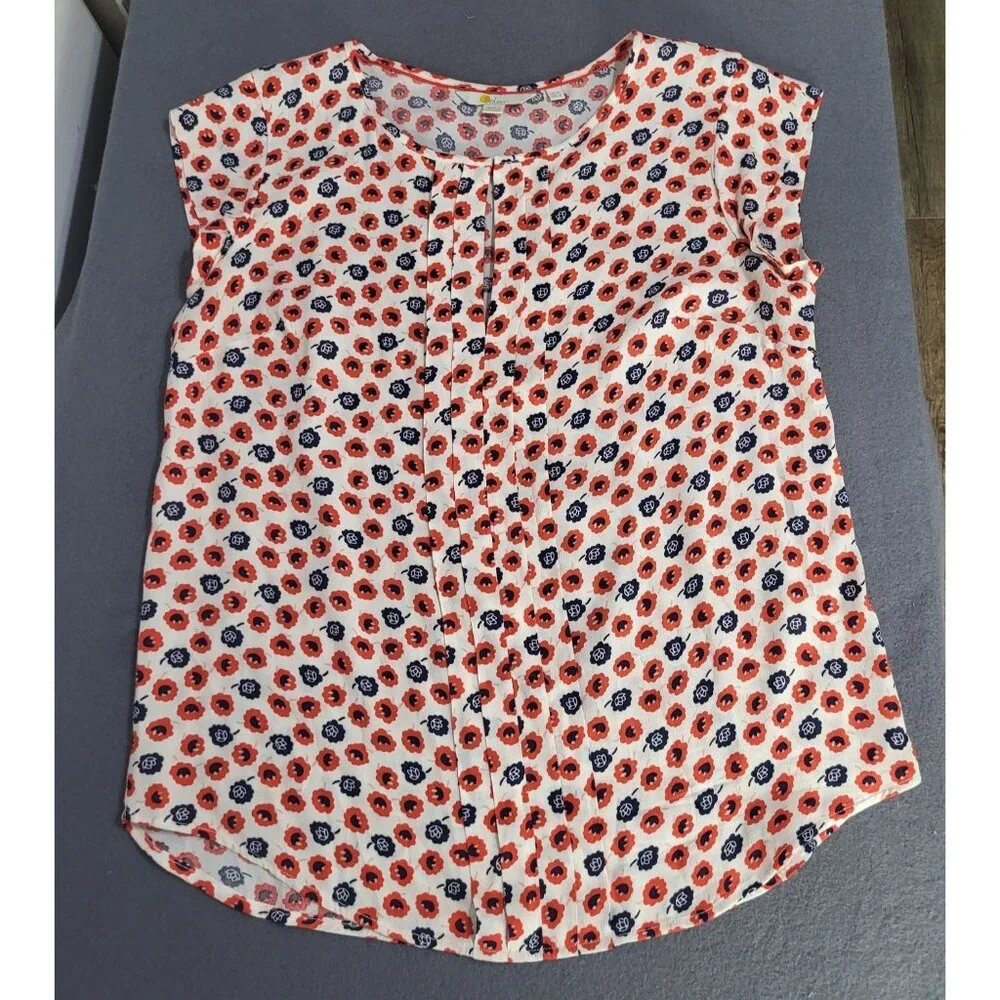 Boden Women's Pleat Front Keyhole Floral Print Blouse SZ 6 Viscose - Picture 3 of 7